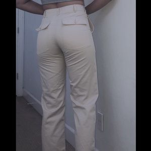 brandy melville beige cotton piper worker pants
